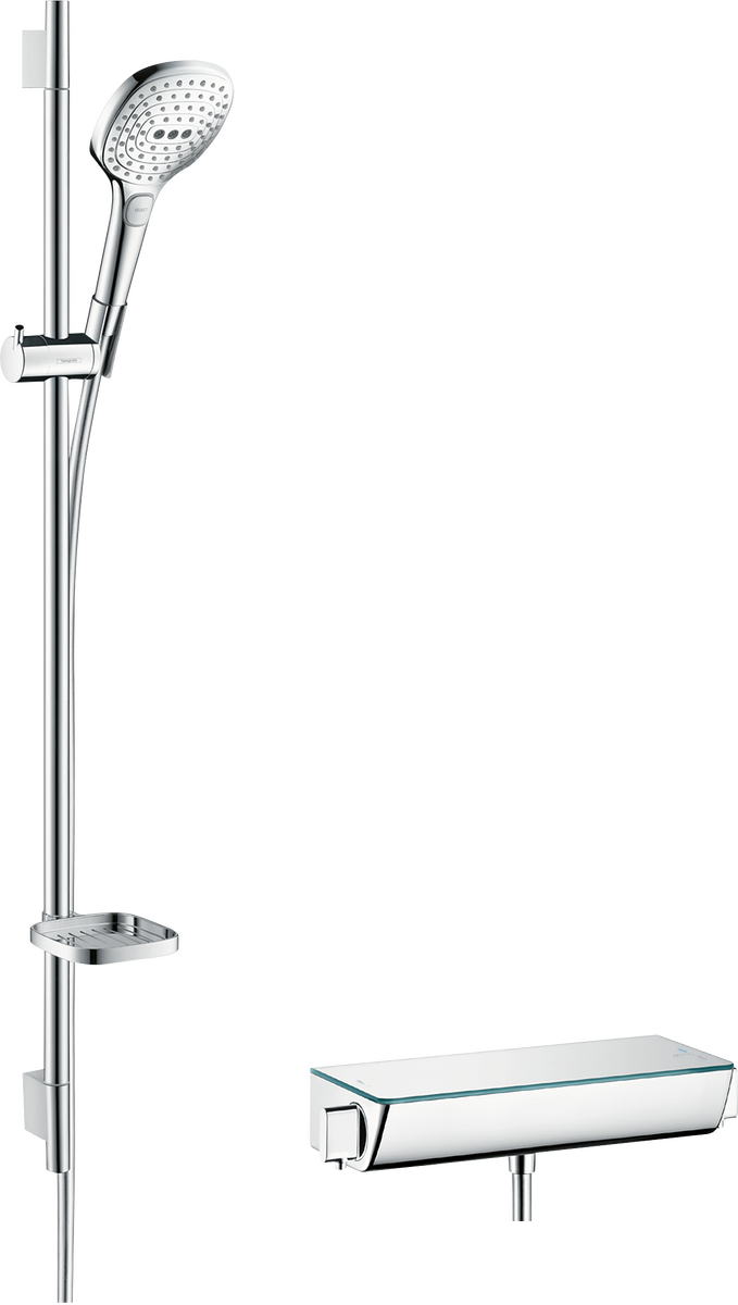 HANSGROHE Raindance Select E Sprchový systém na stěnu 120 3jet s termostatem Ecostat Select a sprchovou tyčí 90 cm #27039000 - chrom