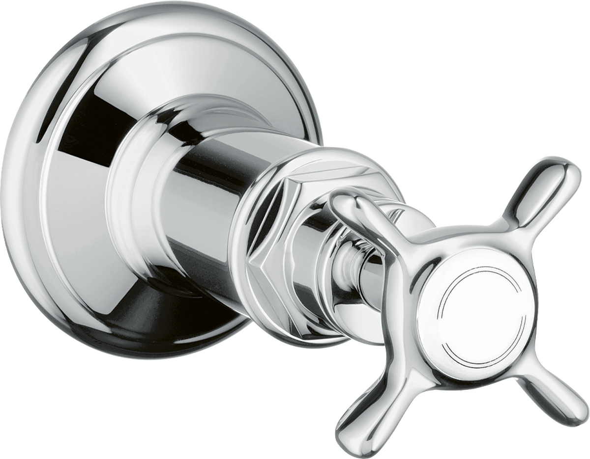 HANSGROHE AXOR Montreux Uzavírací ventil s podomítkovou instalací, s rukojetí ve tvaru kříže #16871000 - chrom