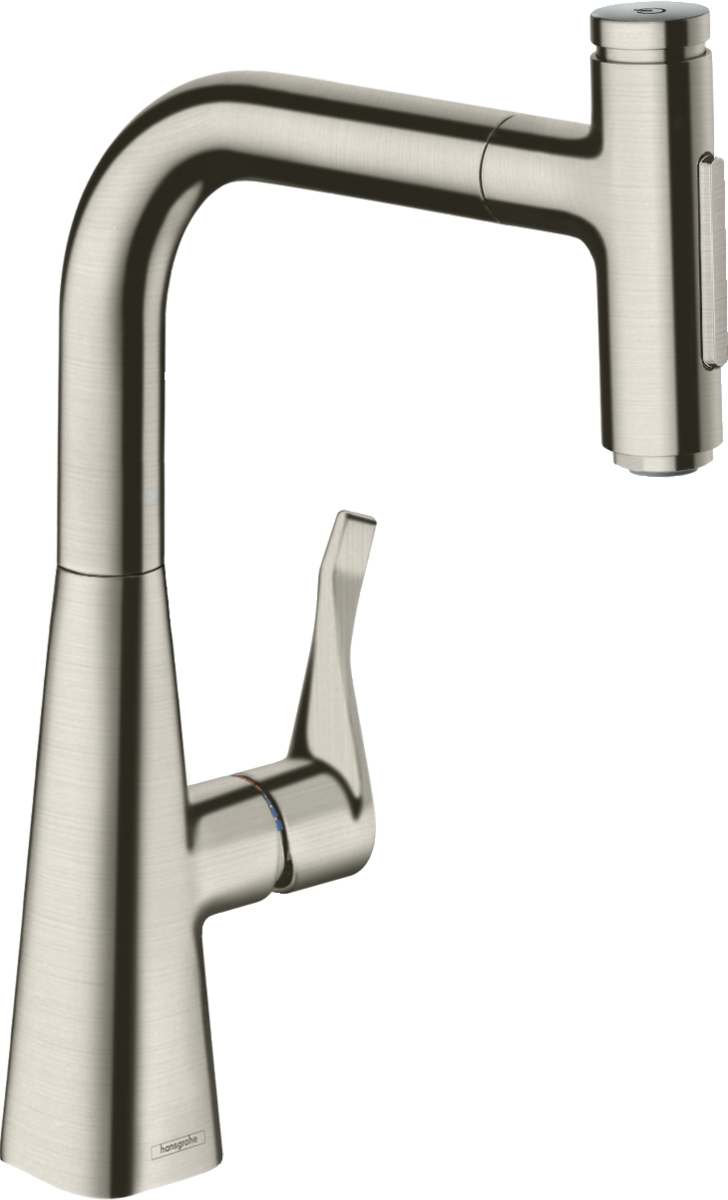 HANSGROHE Metris Select M71 Páková kuchyňská baterie 240 s vytahovací sprškou, 2jet, sBox #73817800 - nerezová ocel