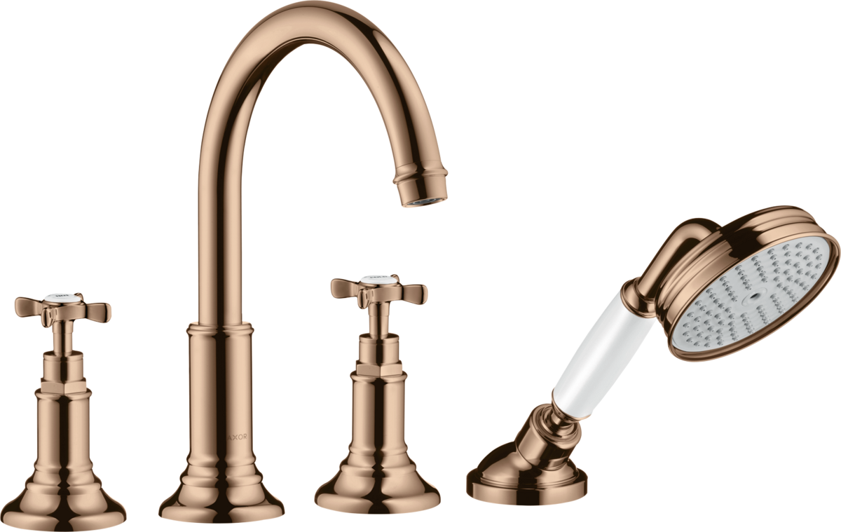 HANSGROHE AXOR Montreux 4-otvorová baterie s křížovými rukojeťmi #16544300 - Leštěné červené zlato