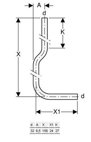 GEBERIT Souprava splachovacího kolena 90°, 156 x 24 cm, odskočená 119.504.11.1