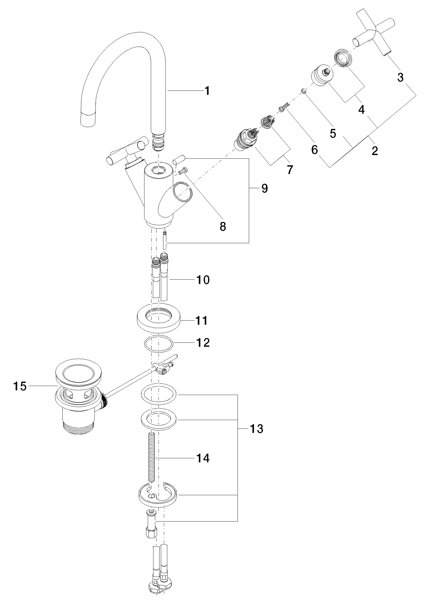 DORNBRACHT TARA Jednootvorová umyvadlová baterie s vyskakovacím odtokem - chrom #22512892-00
