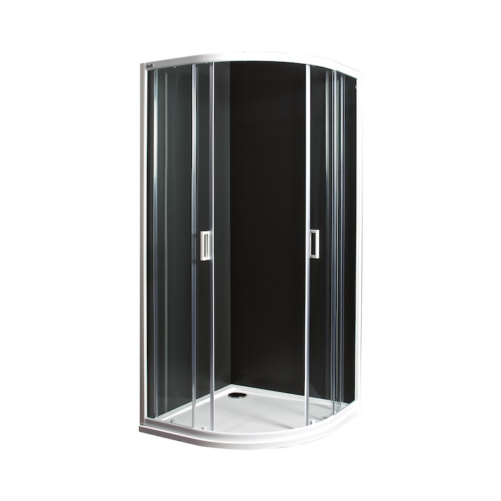 JIKA Lyra Plus, sprchový kout 900 mm, čtvrtkruh, rádius 550 mm, bílý lesklý profil, 4 mm sklo, madla bílá