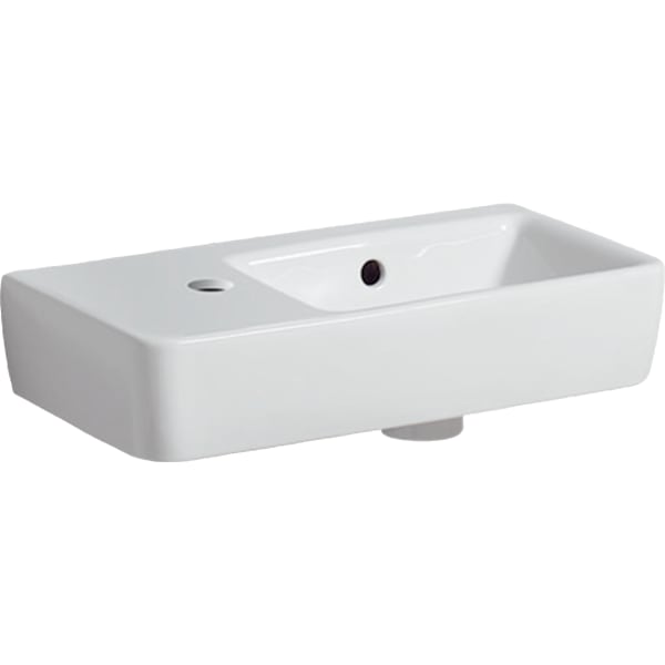 GEBERIT Renova Compact umyvadlo s ručním oplachem, zkrácený výstupek #276350000 - bílá