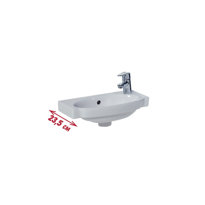 JIKA Tigo, nábytkové umývátko 45x23,5 cm otvor pro baterii vpravo H8152120001061 bílé