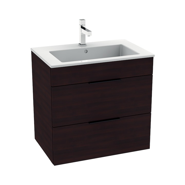 JIKA Cube, skříňka s 2 zásuvkami včetně umyvadla 65x43 cm H4536021763021 tmavý dub