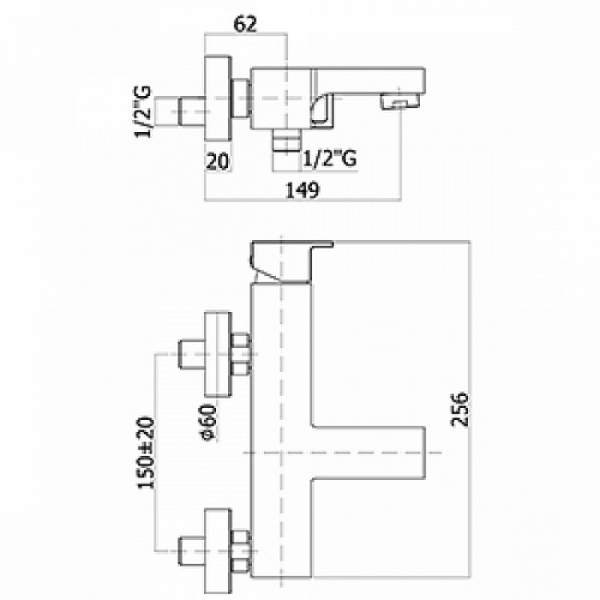 KREINER NAPOLI CUBE baterie vanová nástěnná bez příslušenství EL022CR - chrom