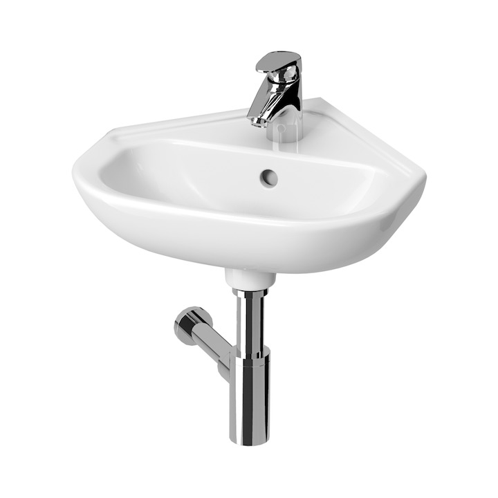 JIKA Deep by Jika, rohové umývátko 45x37 cm otvor pro baterii uprostřed H8166140001041 bílé