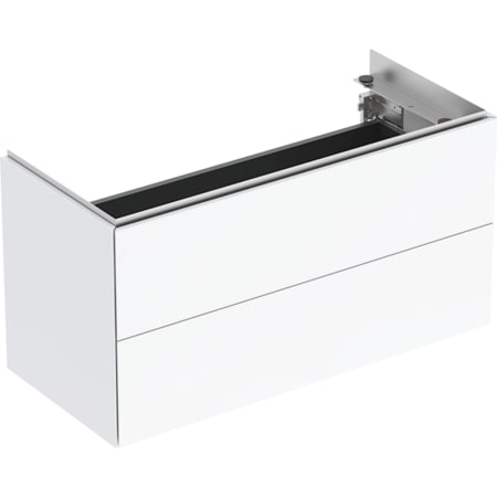 GEBERIT Skříňka pod umyvadlo Geberit ONE, se dvěma zásuvkami, zkrácené vyložení Americký ořech / Dýha z pravého dřeva #500.385.00.1