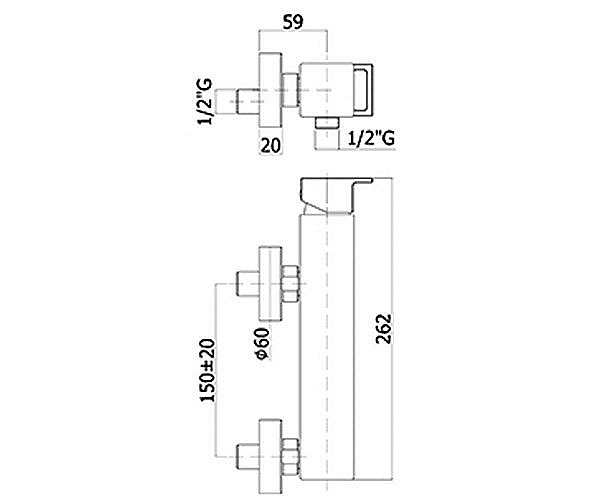 KREINER NAPOLI CUBE baterie sprchová nástěnná, bez příslušenství EL168CR - chrom